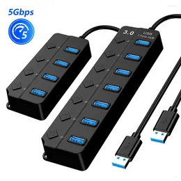 2.0 4/7 Port Multiple Expander USB 3.0 With Switch Multi Splitter Use Power Adapter Computer Accessorie