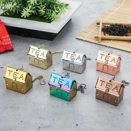 Stainless Steel Tea Infuser 6 Colors Mini House Shaped Strainer Bag Kitchen Seasoning Holder tt1205