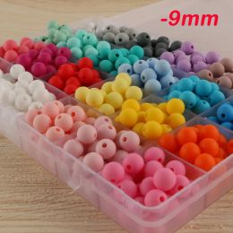 Necklaces Kovict 300/500/1000Pcs Silicone Beads 9mm Round Silicone Spacer Beads For Jewellery Making DIY Pacifier Necklace Accessories