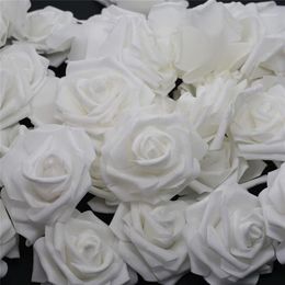 10pcs-100pcs White PE Foam Rose Flower Head Artificial Rose For Home Decorative Flower Wreaths Wedding Party DIY Decoration1220k