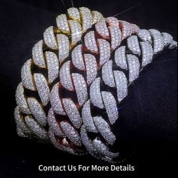 bracelet necklace mossanite Factory Price 20mm Luxury Cuban Link Chain Vvs Moissanite Hip Hop Jewellery Iced Out Bracelet