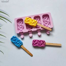 Ice Cream Tools 4 Holes Ice Cream Mold Silicone Popsicle Mold Ice Pop Maker Fruit Juice Freezer Ice Tray Mould Pudding Cake Baking Tools YQ240130