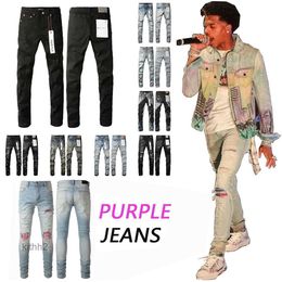 Jeans Mens Brand Letter Printed Slim Fit Fashionable and Luxurious High Street Wearing Designer Stacked Size PTIC