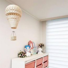 Handmade Kids Room Decoration Nordic Style Children Bedroom Kindergarten Rattan Weaven Air Balloon Craft Wall Hanging Decor 20276a