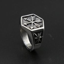 Vintage Viking Arrow Ring Punk 316L Stainless Steel Compass Men Fashion Hip Hop Hippie Jewelry Drop Store Cluster Rings219v