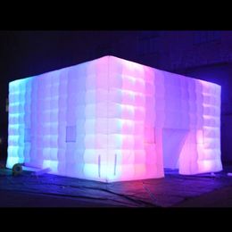 wholesale New Arriver 10x10x4mH (33x33x13.2ft) White Inflatable Cube Tent Cubic Marquee House Square Party Wedding Cinema Building Customized For USA