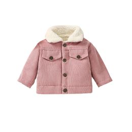 03Y Toddler Girl Solid Lapel Collar Button Design Coat Jacket for Girls Boy Baby Kids Spring Winter Childrens Warm Outerwear 240122