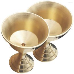 Candle Holders 2 Pcs Oil Lamp Brass Ghee Holder Cone Stand Buddhism Cup Hall Use Stick Candlestick