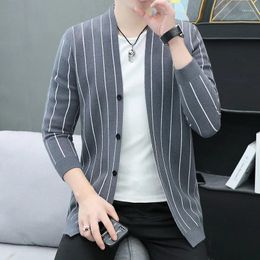 Men's Sweaters 2024 Autumn Striped Cardigan Sweater Youth Fashion Outerwear