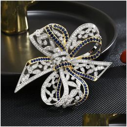 Pins Brooches Pins Spring Personalized Vintage Bow Fashion Zircon Inlaid Brooch Womens Exquisite Luxury Pin 231118 Drop Delivery Jew Dhm3X