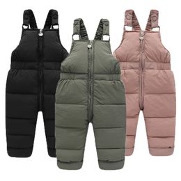 Winter Children Warm Overalls Autumn Girls Boys Thick Pants Baby Girl Jumpsuit For 1-5 Years High Quality Kids Ski Down Overal 240127