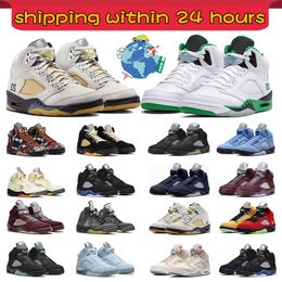 with box 5s basketball shoes jumpman 5 Lucky Green Olive Off Noir Aqua Dawn Black Metallic Georgetown Racer Blue mens trainers sneakers outdoor sports