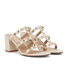 Elegant Summer Studs Sandals Shoes & Slipper Women Calf Leather Open Toe Rivets Pumps Slip On Lady Mule Lady Walking EU35-43 With Box