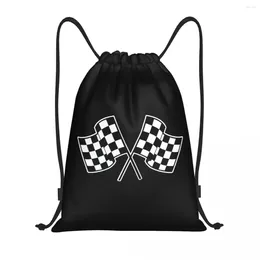 Shopping Bags Custom Pit Crew Chequered Flag Drawstring For Training Yoga Backpacks Women Men Race Car Racing Sport Sports Gym Sackpack