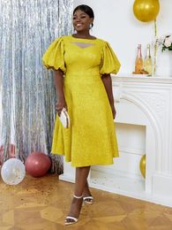 Plus Size Dresses Vintage Women A Line Crew Neck Cut Out Puff Sleeve Pleated Jacquard Classy Party Homecoming Ball Gowns