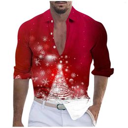 Men's Casual Shirts Men Clothing Elegant For Turndown Collar Long Sleeves Printed Blouse Muscle Camisas Y Blusas