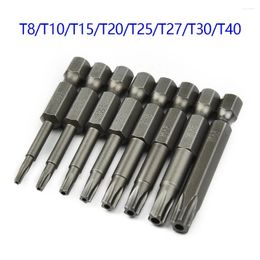 8pcs/set 50mm 5 Point Torx Drive Bit Set 1/4" 6.35mm Hex Shank Electric Screwdriver Kit Power Tools With Centre Hole