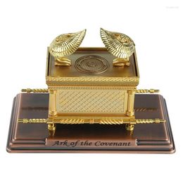 Decorative Figurines The Ark Of Covenant Replica Statue Gold Plated With Contents Aaron Rod