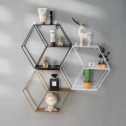 Hooks & Rails Room Shelves Wall Hanging Storage Shelf Wrought Decorative Ledges Living Bedroom Nordic Rack Home Organizer305g