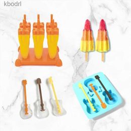 Ice Cream Tools 3 Cavities Guitar 6 Rocket Tray Silicone Moulds with Lid Popsicle Cakesicle DIY Dessert Kitchen Tool 87HA YQ240130