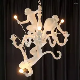 Chandeliers Nordic Creative Retro Monkey Chandelier Restaurant Coffee Shop Bedroom Wall Light Designer Senior Moving Object Led Table Lamp