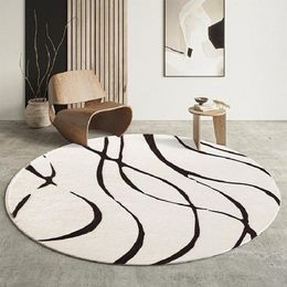 Carpets Modern Round Rug For Living Room Decor Geometric Black White Soft Shaggy Carpet Bedroom Fluffy Chair Floor Mat270q