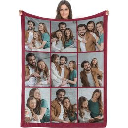 Custom with Photos text Personalised Picture Throw Blanket Family Friend Christmas Halloween Birthday Wedding Customised Gifts for Women Men