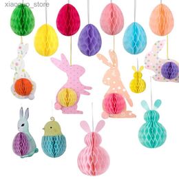 Other Event Party Supplies Easter Hanging Decoration Bunny Egg Honeycomb Colourful Rabbit Ornament Paper Egg Ball Easter Bunny Hanging Pendant Easter Decors 240130