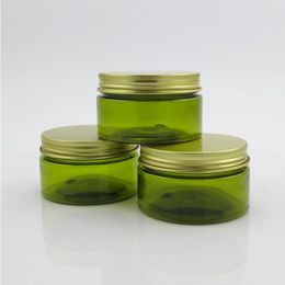 30 x 100g Empty Green Cream Cosmetic Jar with Gold Aluminum Cap Seal Bdlol