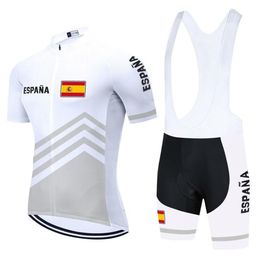 2021 Team Spagna Maglia da ciclismo Set con bretelle Abbigliamento da bicicletta bianco Abbigliamento da bici ad asciugatura rapida Abbigliamento da uomo corto Maillot Culotte Suit243f