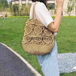 Shoulder Bags Straw coon tread large capacity ladies bag 2021 new fasion wild ins soulder net red trend straw toteqwertyui879