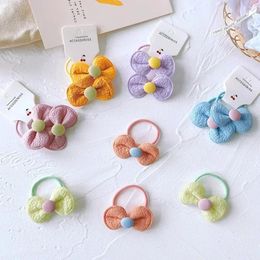 Hair Accessories 2pcs/set Children Kids Elastic Bows Bands Kawaii Candy Color Rope Tie For Girls Headwear