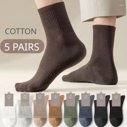 Men's Socks 5 Pure Cotton 96% High Antibacterial Sports Winter Thick Pair Autumn Long Business Quality Breathable Casual