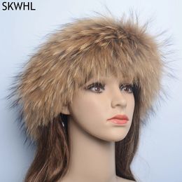 2024 Fashion Lady Real Fox Fur Scarf Girls Warm Soft Knit Good Elastic Real Fox Fur Headband Brand Genuine Fox Fur Ring Scarves240125