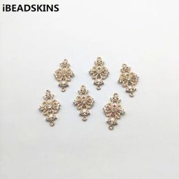 Necklace New Arrival 26x15mm Flower Shape Cubic Zirconia Copper Connectors for Earrings Parts,accessories,hand Made Jewelry Diy