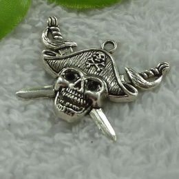 Rings 56 Pcs Antique Sier Alloy Skull Charms Pendant 45x34mm Jewelry Making Diy