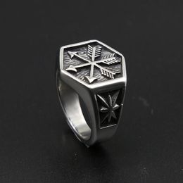 Vintage Viking Arrow Ring Punk 316L Stainless Steel Compass Men Fashion Hip Hop Hippie Jewelry Drop Store Cluster Rings2357