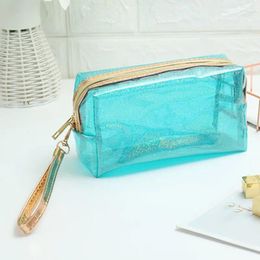 Cosmetic Bags Waterproof PVC Transparent Zippered Toiletry Bag With Handle Portable Clear Makeup Swimming Pouch Handbags