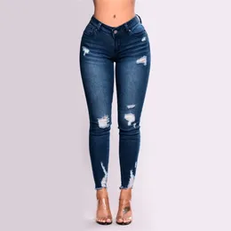 Women's Jeans Ladies BuLifting Skinny High Waist Stretchy Distressed Slimming Denim Pants Destroyed Ripped Trousers