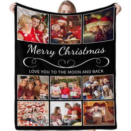 Customised Blankets Personalised Blanket Using Your Own Pictures with Text Christmas Birthday Wedding Memorial for Kids Teens Adult Family Friends Pets