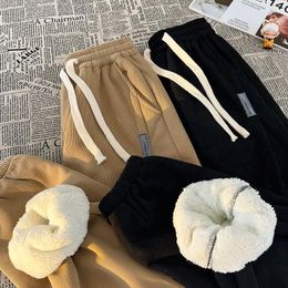 Men's Pants Gmiixder Corduroy Loose Korean Versatile Embroidered Logo Leggings Male Velvet Thicken Autumn Winter Casual Trousers