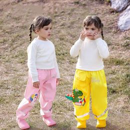 Raincoats Waterproof Girls Boys Pants Toddler Kids Rain Windproof Mud Trousers Cartoon Dinosaur Unicorn Children