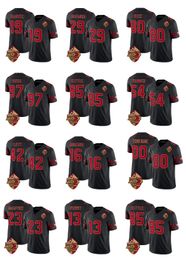 Men's San''Francisco''49ers''Deebo Samuel Nick Bosa Jerry Rice Custom Black 2023 F.U.S.E. 50th Patch Throwback Football Stitched Jersey