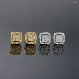 Stud Earrings Classic Square Hollow Zircon Ear Ring Accessories Men Personalized Quadrate Student Girl Party Earing Jewelry Gift