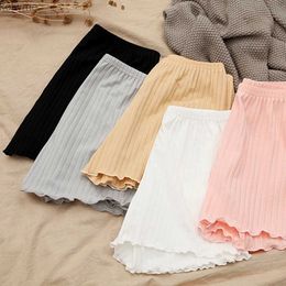 Women's Leggings Ladies Women Summer Safety Pants Thread Ribbed Striped Seamless Stretchy Underpants Solid Colour Ruffle Agaric Hem Boxer Shorts YQ240130