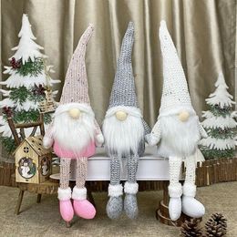 Christmas Knitted Long Hat Faceless Doll Elf Toy Christmas Party Pendant Plush Gnome Dolls Xmas Tree Drop Ornament Decorations247M