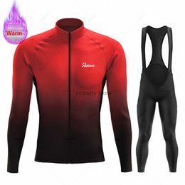 Men's Tracksuits Red Warm 2023 Rvouei Winter Cycling Set Men MTB Bike Clothing Thermal Fece Bicyc Jerseys Clothes Suit Maillot Ropa CiclismoH24130