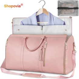 2024 Fashion Large PU Folding Suit Storage Bag Women High Capacity Luggage Handbag Travel Sport Outdoor Multi Function Organiser 240127