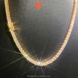 necklace moissanite chain Hot Sale Fashion Jewellery Necklace d Vvs Moissanite Tennis Chain Pass Diamond Test 6mm Tennis Chain Necklace for Men and Women