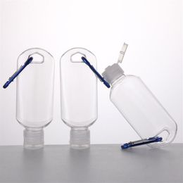 Metal Hook 60ml Hand Sanitizer Bottles PET Plastic Flip Cap Bottle For Disinfectant Hand Sanitizer Sea HHD1567248z